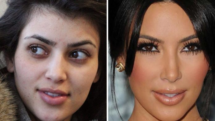 Kardashian be makiažo ir su